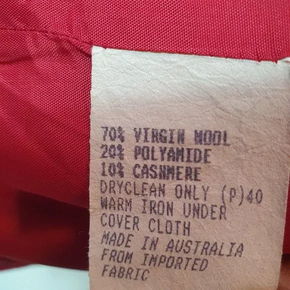 NWOT jacket coat wool + cashmere Sze 16 red Ignazia Australia Made NEW winter - Picture 9 of 9